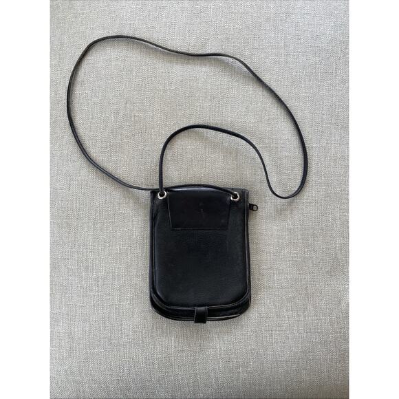 Vtg Saddle Branded Black Leather Crossbody Purse Snap Latch Zip Travel 6"x7.5" - Picture 12 of 15